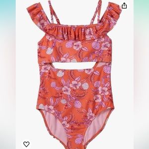 NWOT Art Class Girls' Floral Print One Piece Swimsuit, Size 10-12